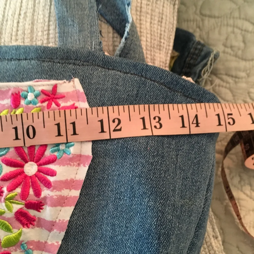 Denim Tote Bag Rose Gold Sequins Butterfly Patch